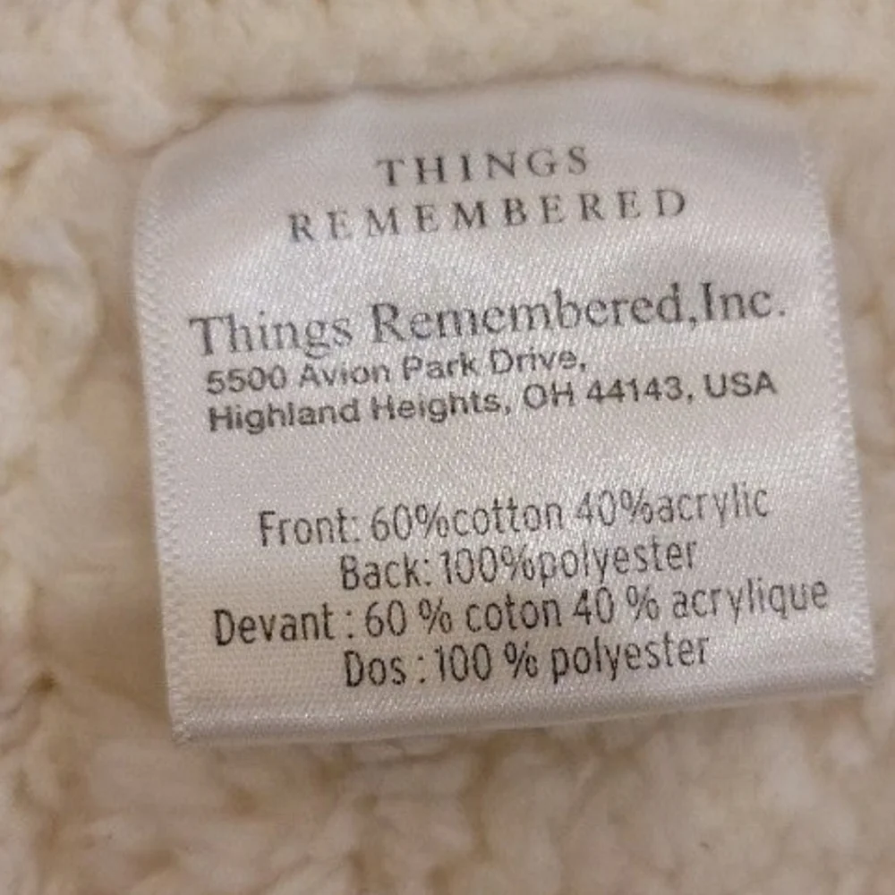 Things Remembered Cream Heavy Cable Knit Sweater Throw - Alexis